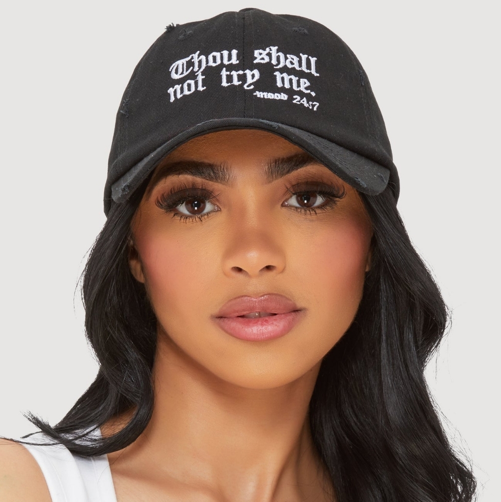 Thou Shalt Not Try Me (Mood 24:7) Distressed Baseball Cap